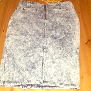 Acid wash denim skirt